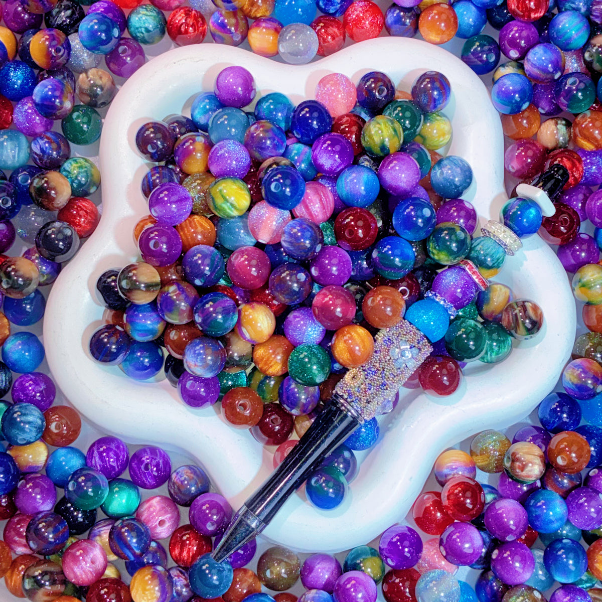 【BOGO】【For Jewelry/Pen】Live Product- 12mm Resin Galaxy Mix