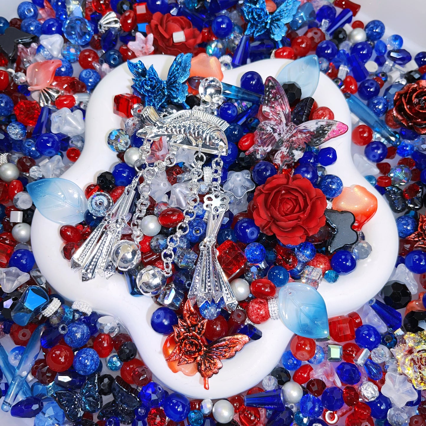 【For Jewelry/ Key Chain 】Live Product- Chinese Hairpin Bloom  Mix ×  Kelly