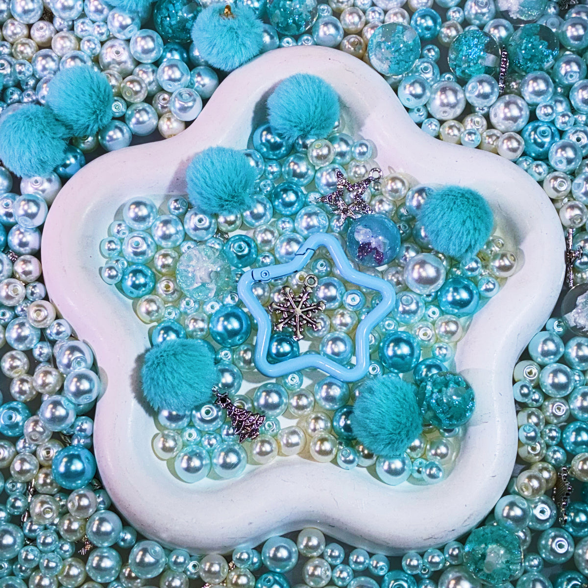【For Jewelry/Hanger/Key Chain】Live Product-Aqua Fluff Christmas Mix