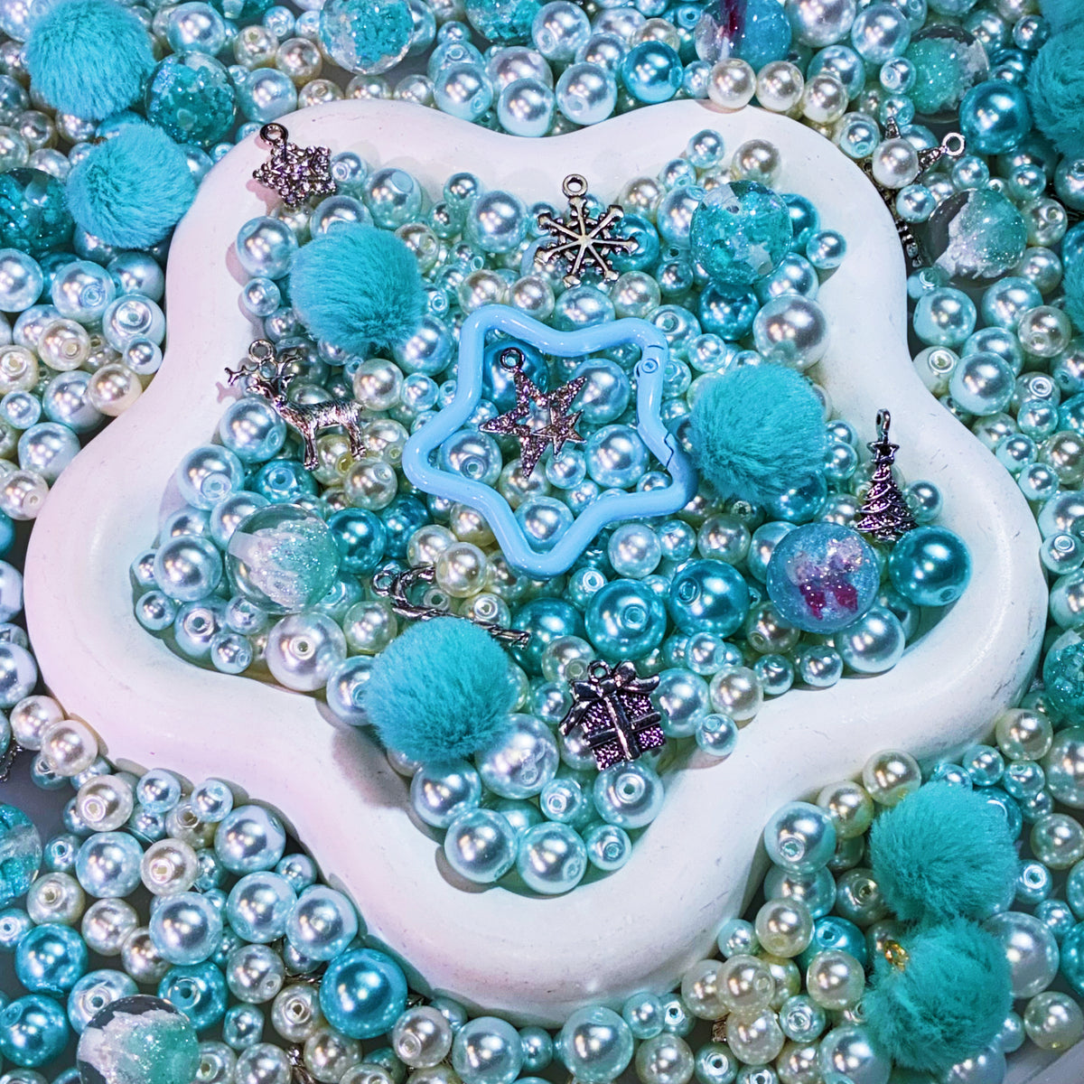 【For Jewelry/Hanger/Key Chain】Live Product-Aqua Fluff Christmas Mix