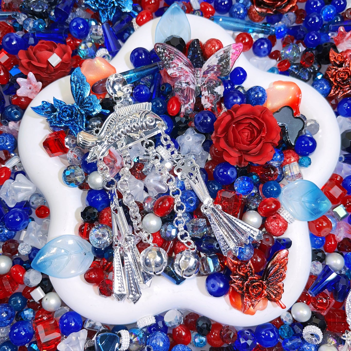 【For Jewelry/ Key Chain 】Live Product- Chinese Hairpin Bloom  Mix ×  Kelly