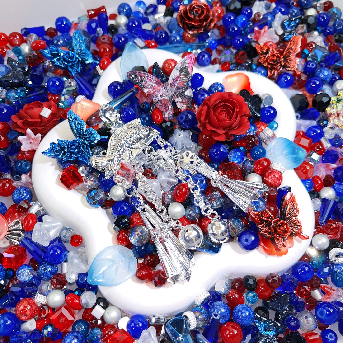 【For Jewelry/ Key Chain 】Live Product- Chinese Hairpin Bloom  Mix ×  Kelly