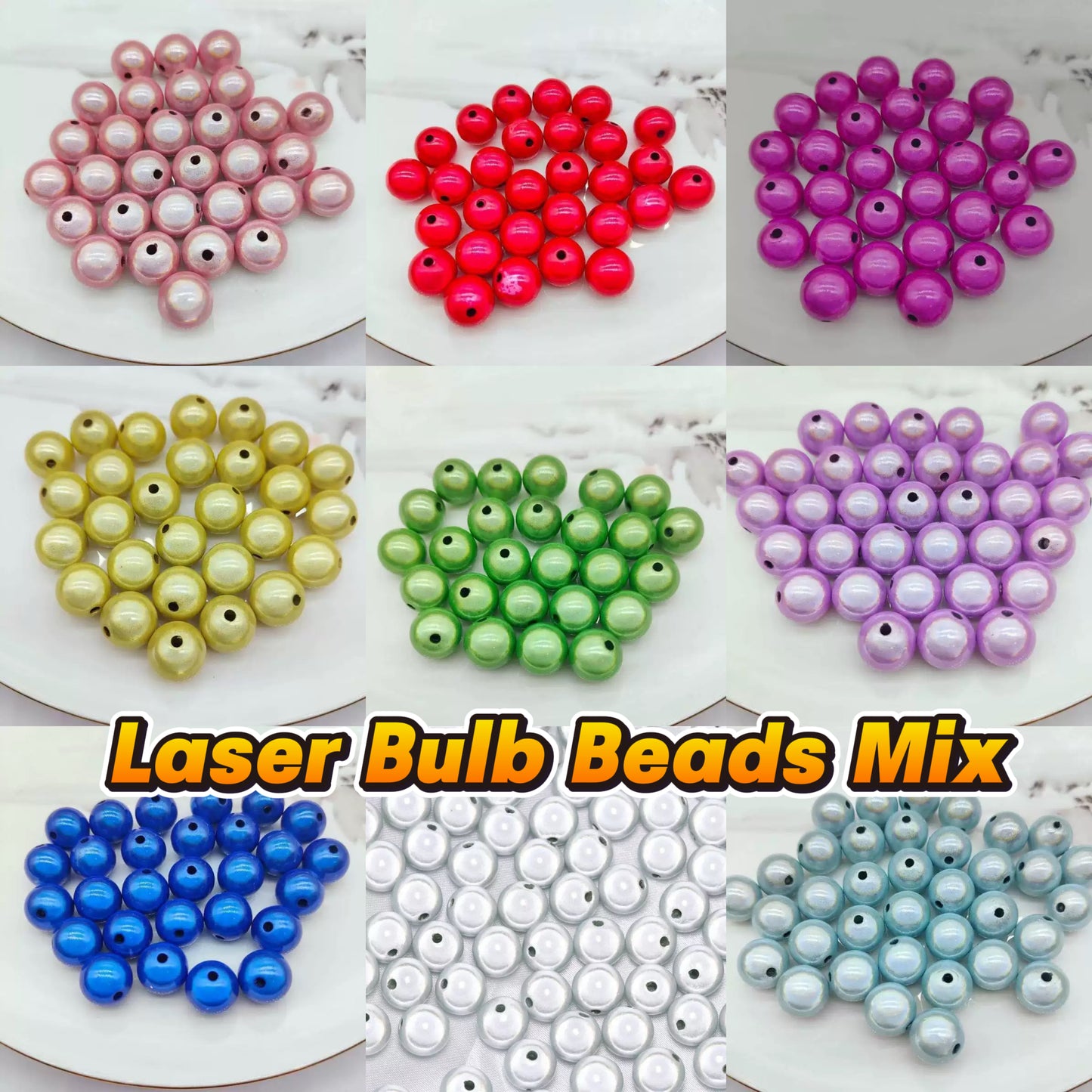【NEW】Live Product- 9 Color Laser Bulb Beads Mix（8-16mm Mix）